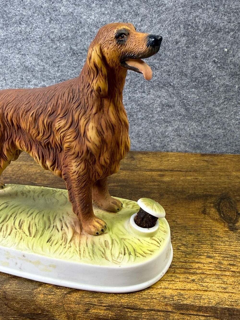 Vintage 1977 Lionstone Sculptured Porcelain Irish Setter Dog Decanter